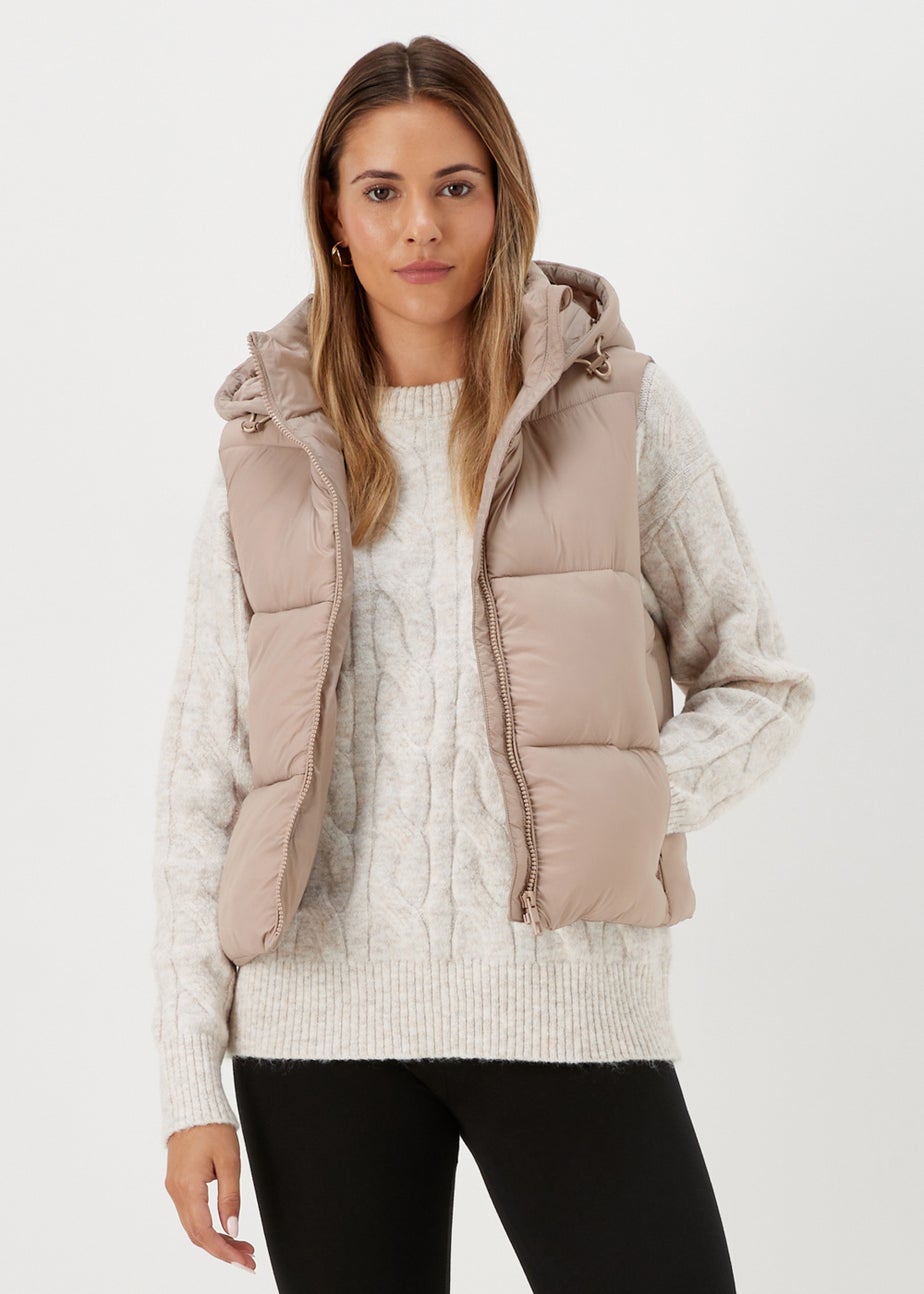 Beige Cropped Shower Resistant Gilet