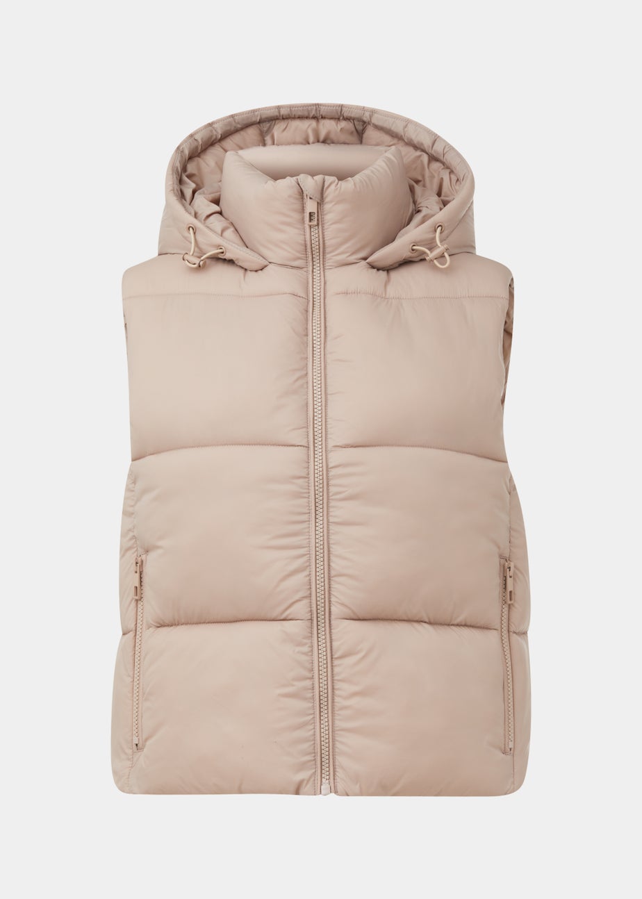 Beige Cropped Shower Resistant Gilet
