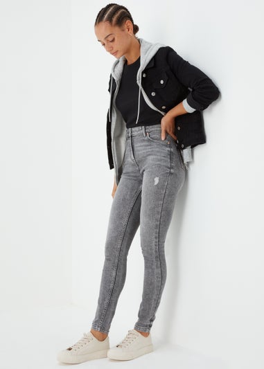 April Grey Ripped Super Skinny Jeans