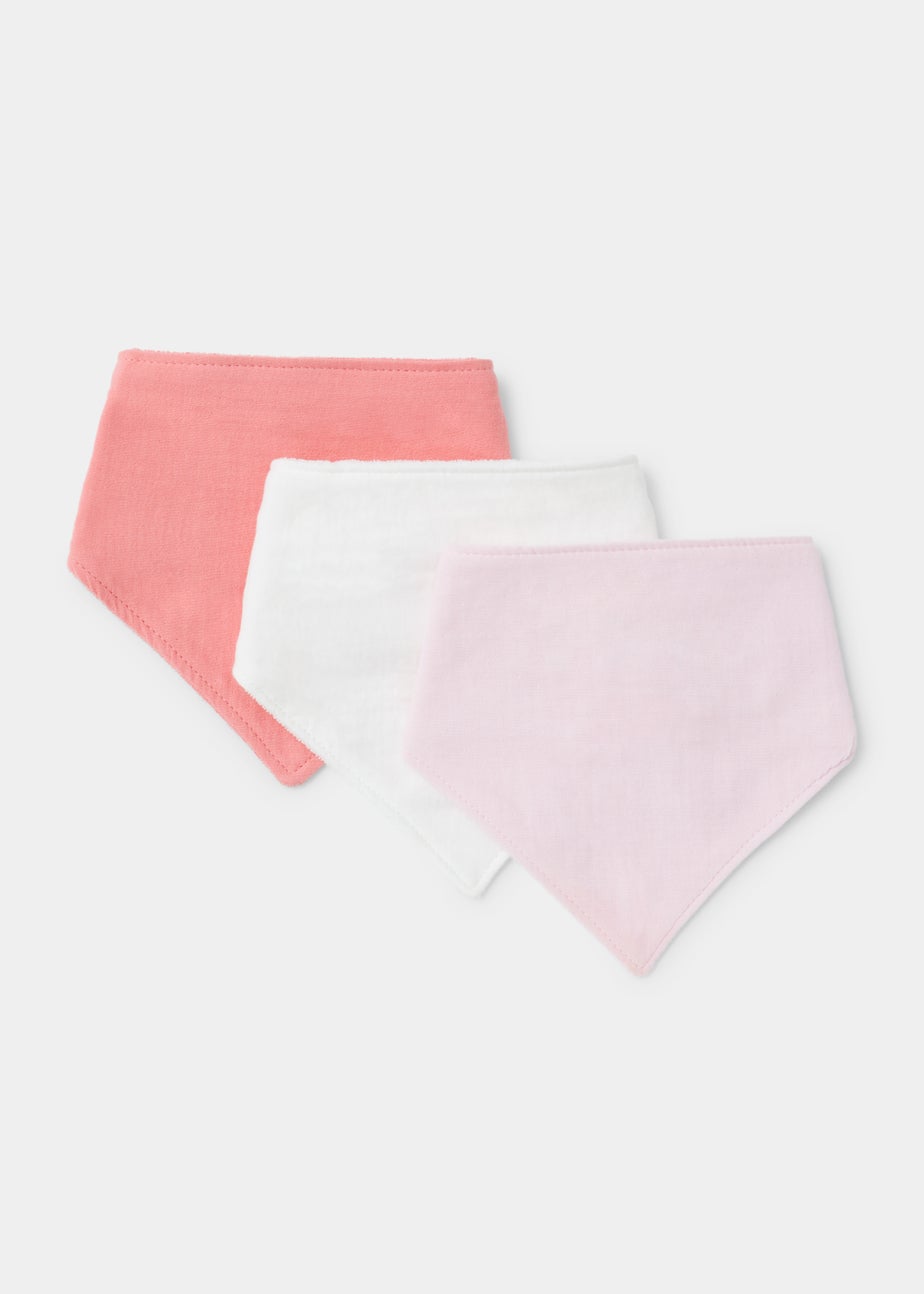 3 Pack Pink Muslin Bibs