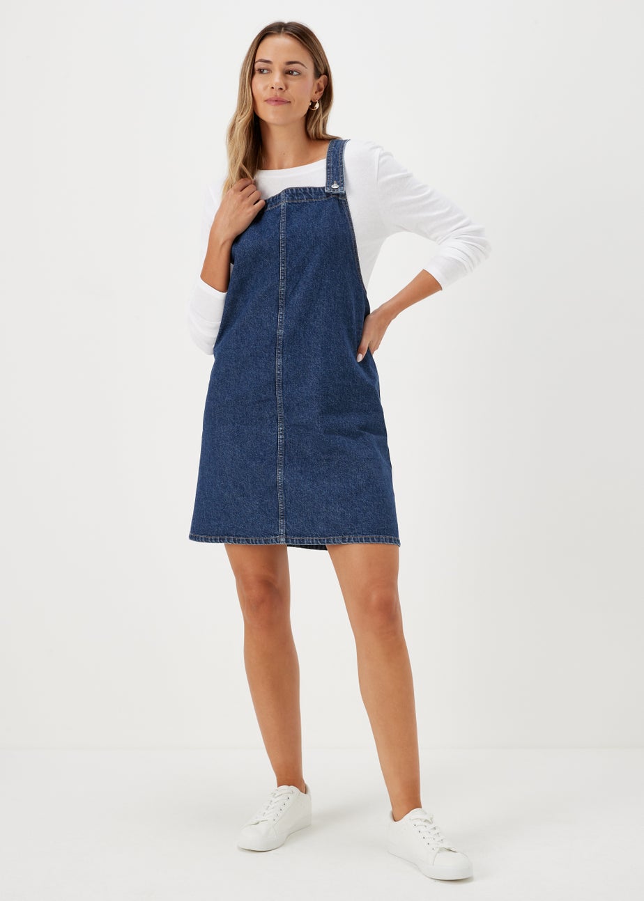 Dark Wash Pinafore Dress