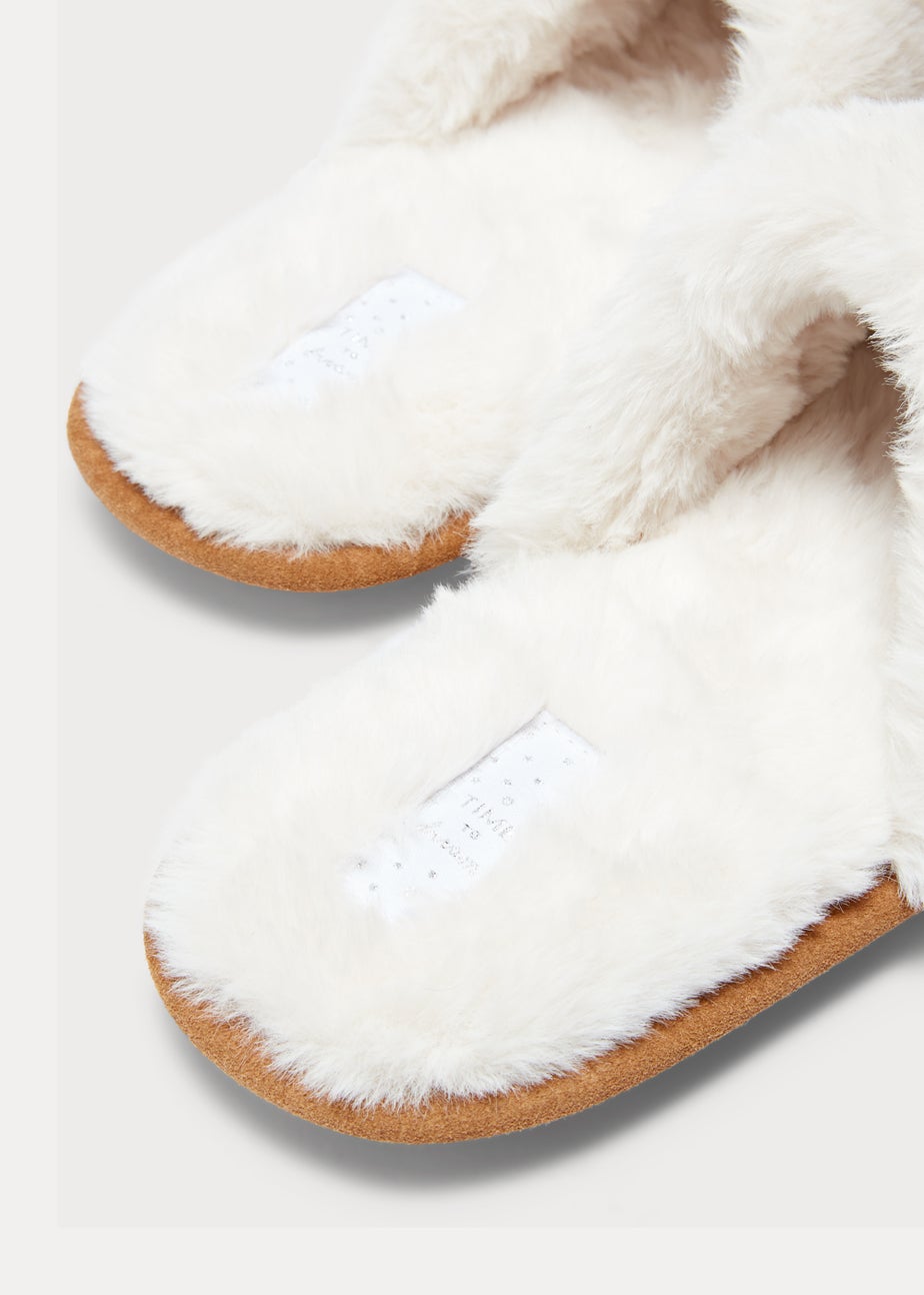 Tan Real Suede Trim Mule Slippers