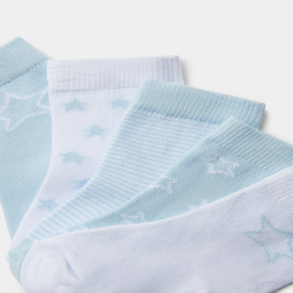 Baby 5 Pack Blue Socks (Newborn-23mths)