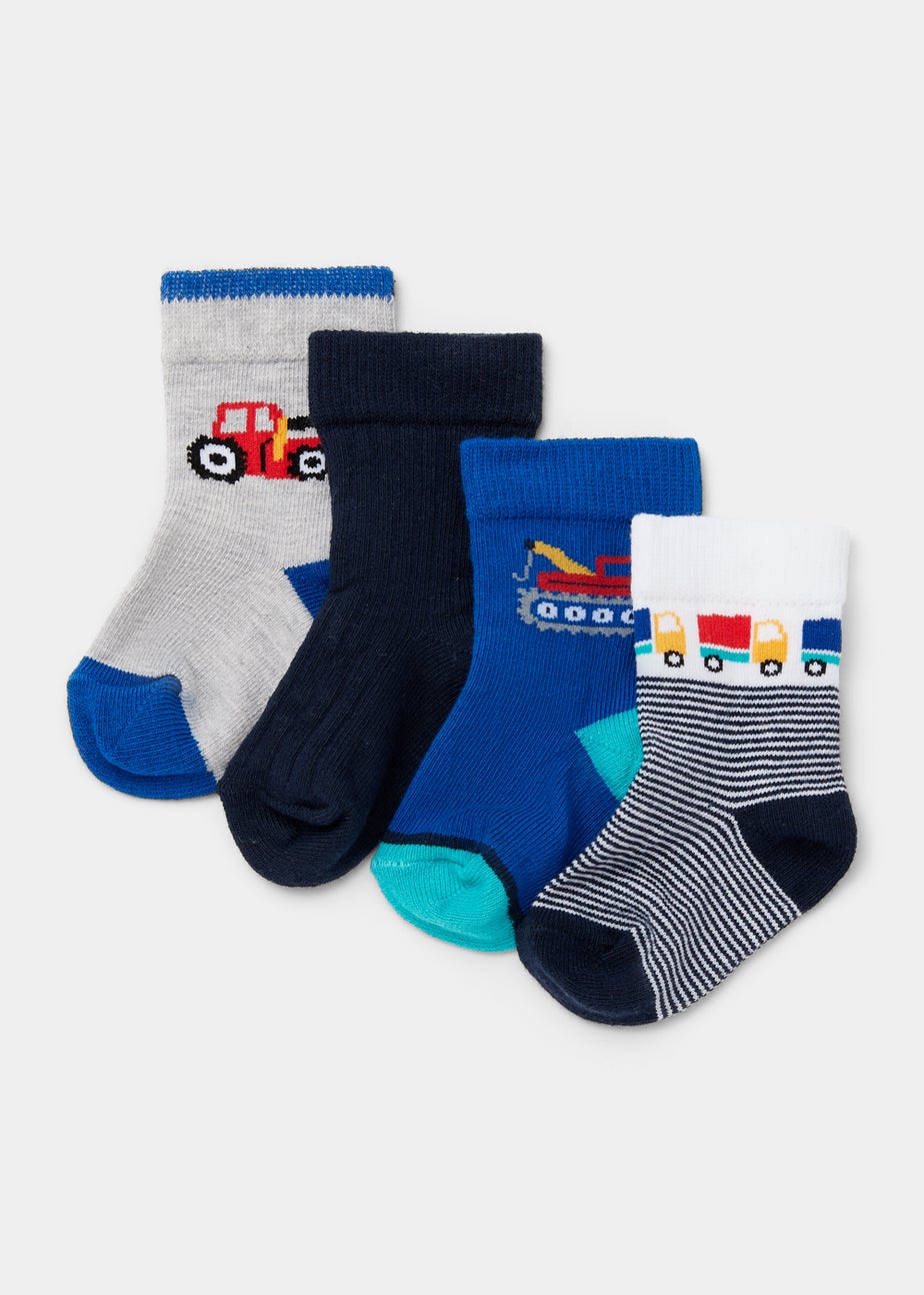Baby 4 Pack Tractor Socks (Newborn-23mths)