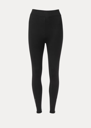 Black Ankle Zip Cotton Leggings