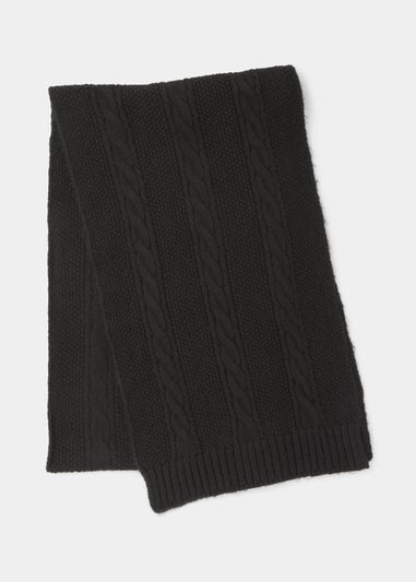 Black Cable Knit Scarf