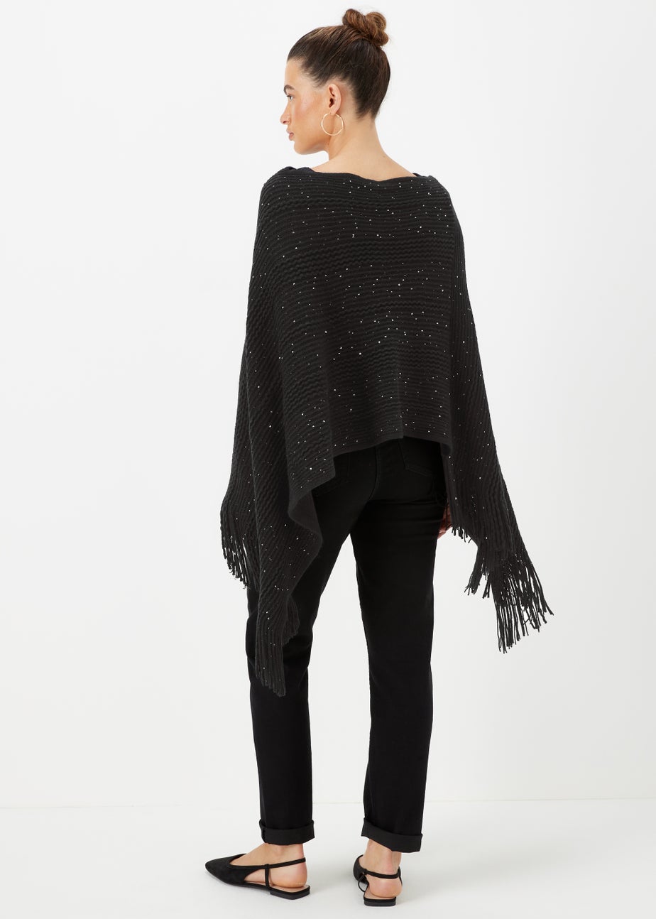 Black Sequin Poncho