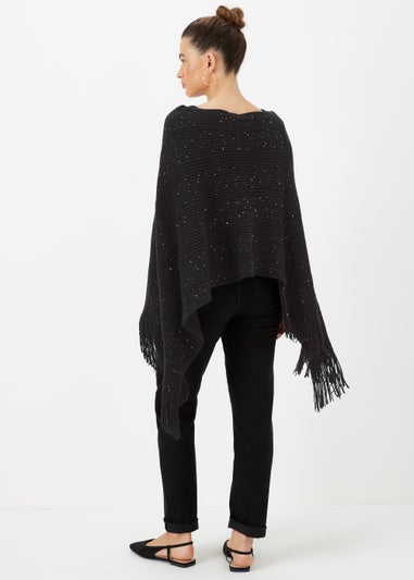 Black Sequin Poncho