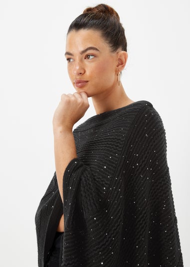 Black Sequin Poncho