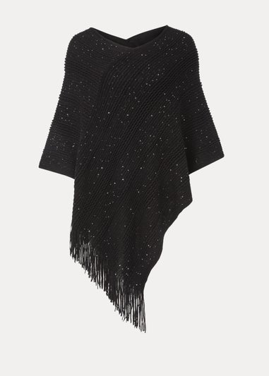 Black Sequin Poncho