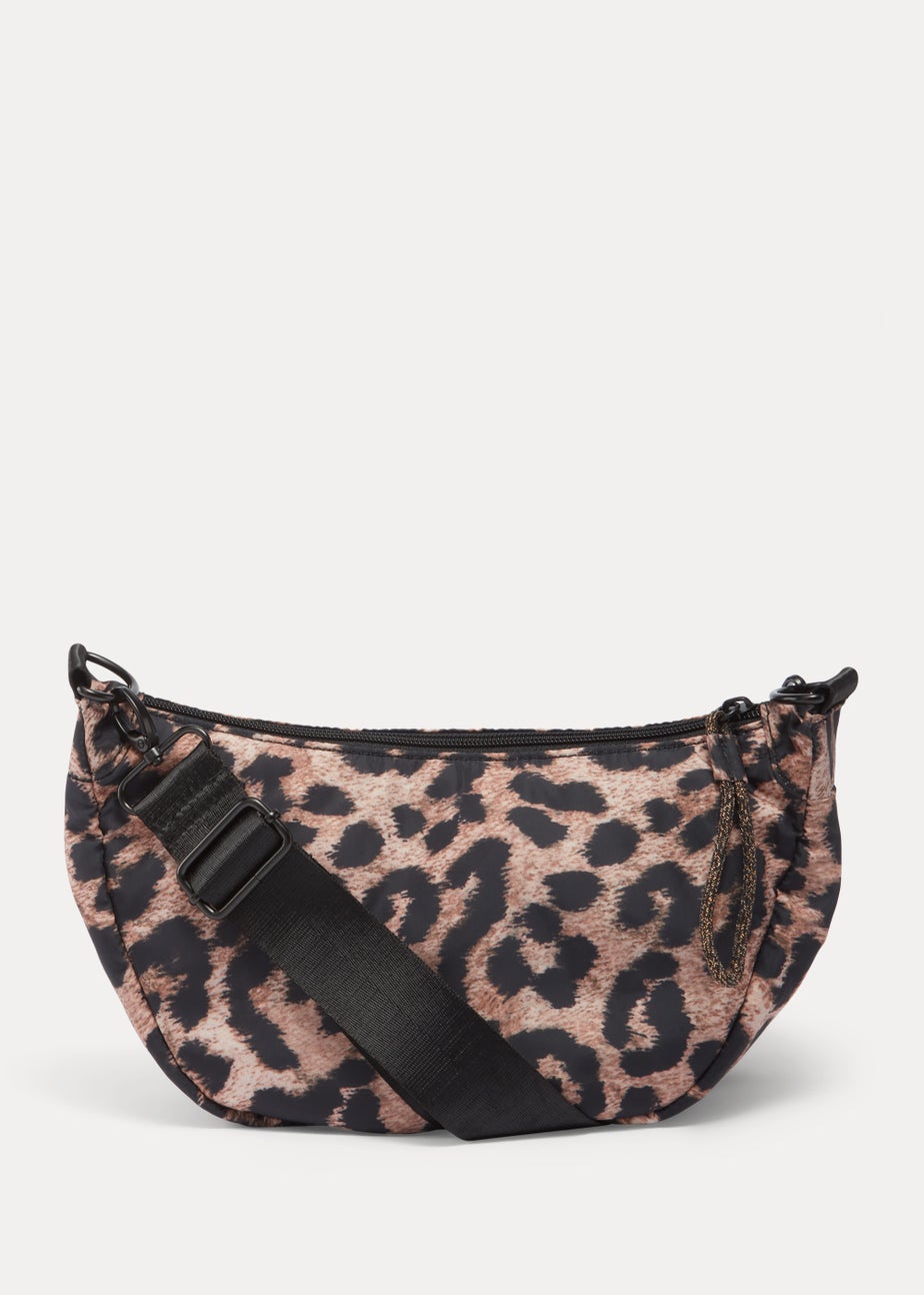 Multicoloured Leopard Print Nylon Moon Bag