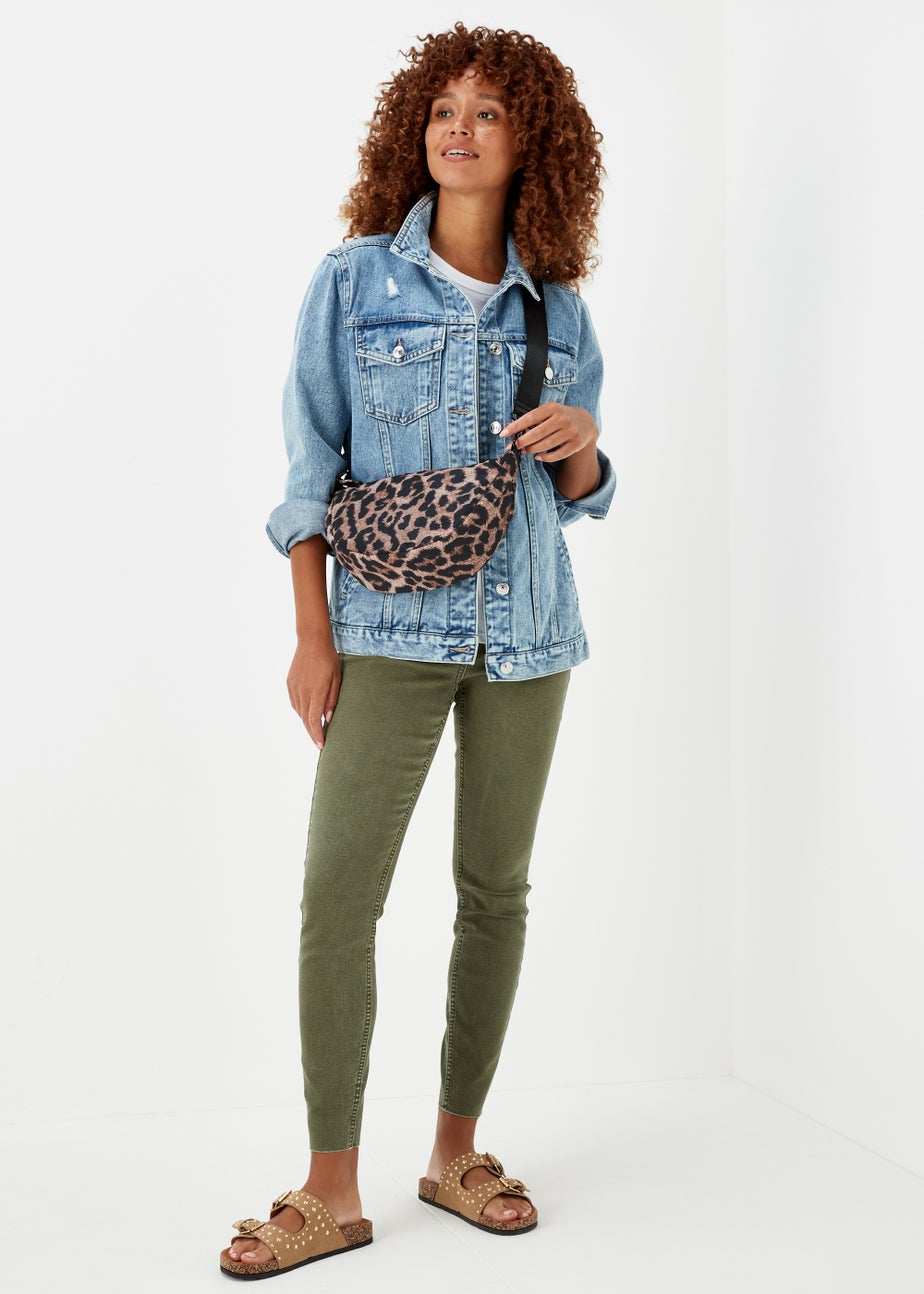 Multicoloured Leopard Print Nylon Moon Bag