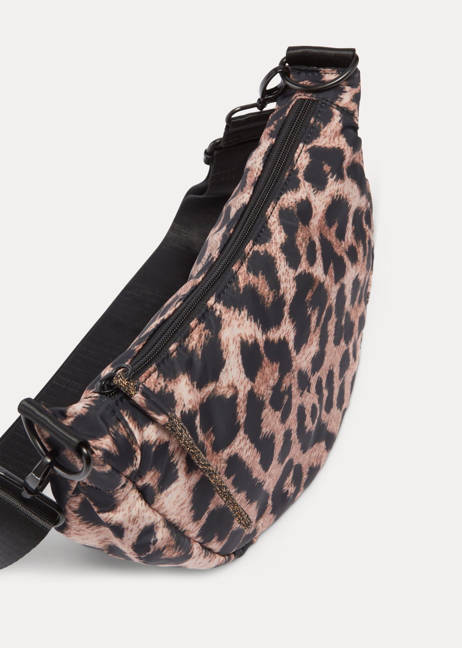 Multicoloured Leopard Print Nylon Moon Bag