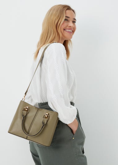 Green Multiple Compartment Mini Tote Bag