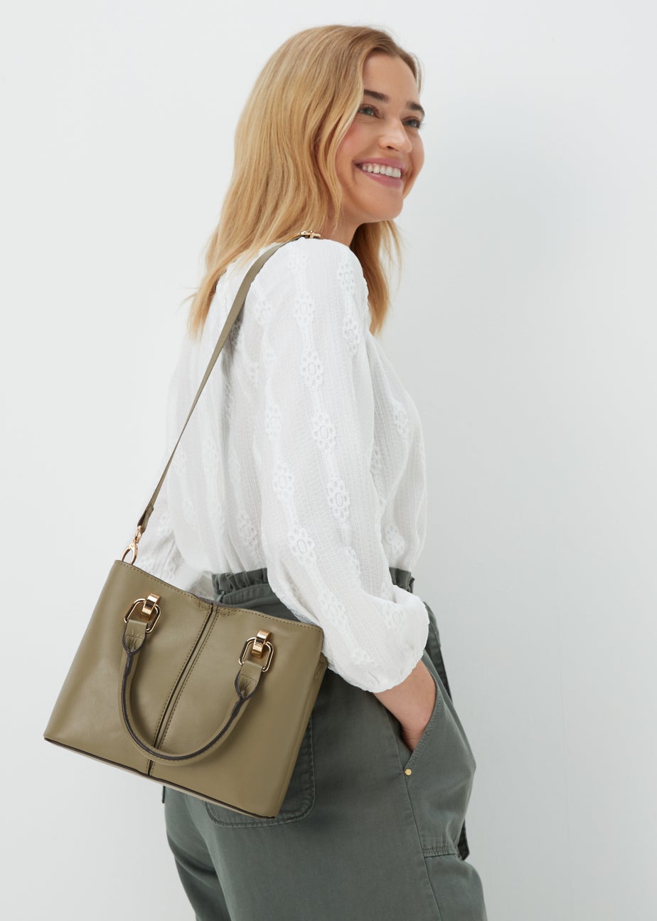 Green Multiple Compartment Mini Tote Bag