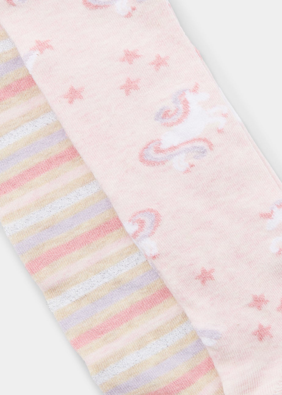 Kids 2 Pack Unicorn & Stripe Tights (2-9yrs)