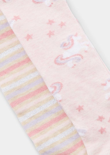 Kids 2 Pack Unicorn & Stripe Tights (2-9yrs)