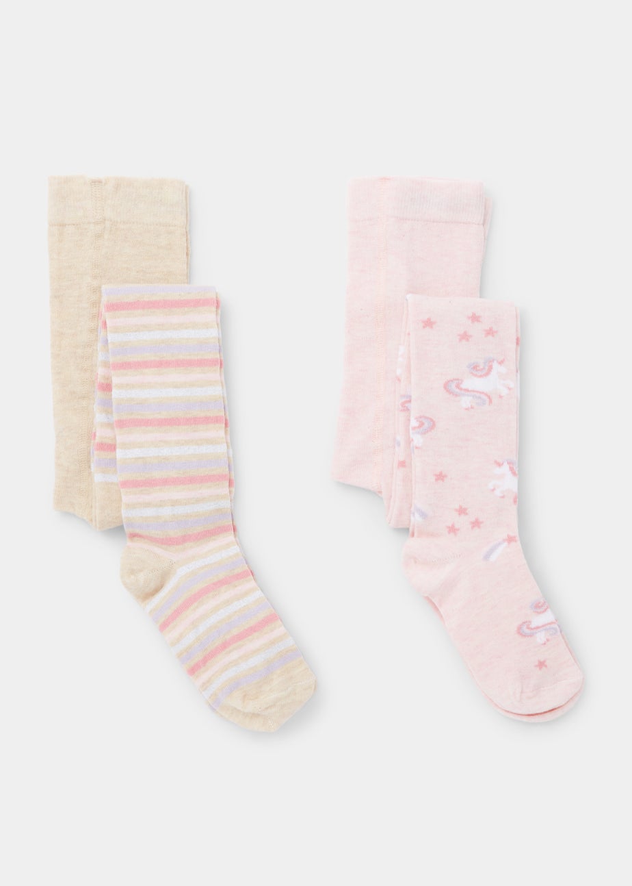 Kids 2 Pack Unicorn & Stripe Tights (2-9yrs)