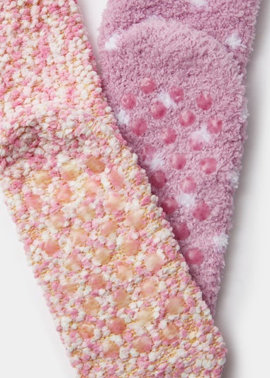 Girls 2 Pack Pink Cat Slipper Socks (Younger 6-Older 5.5)