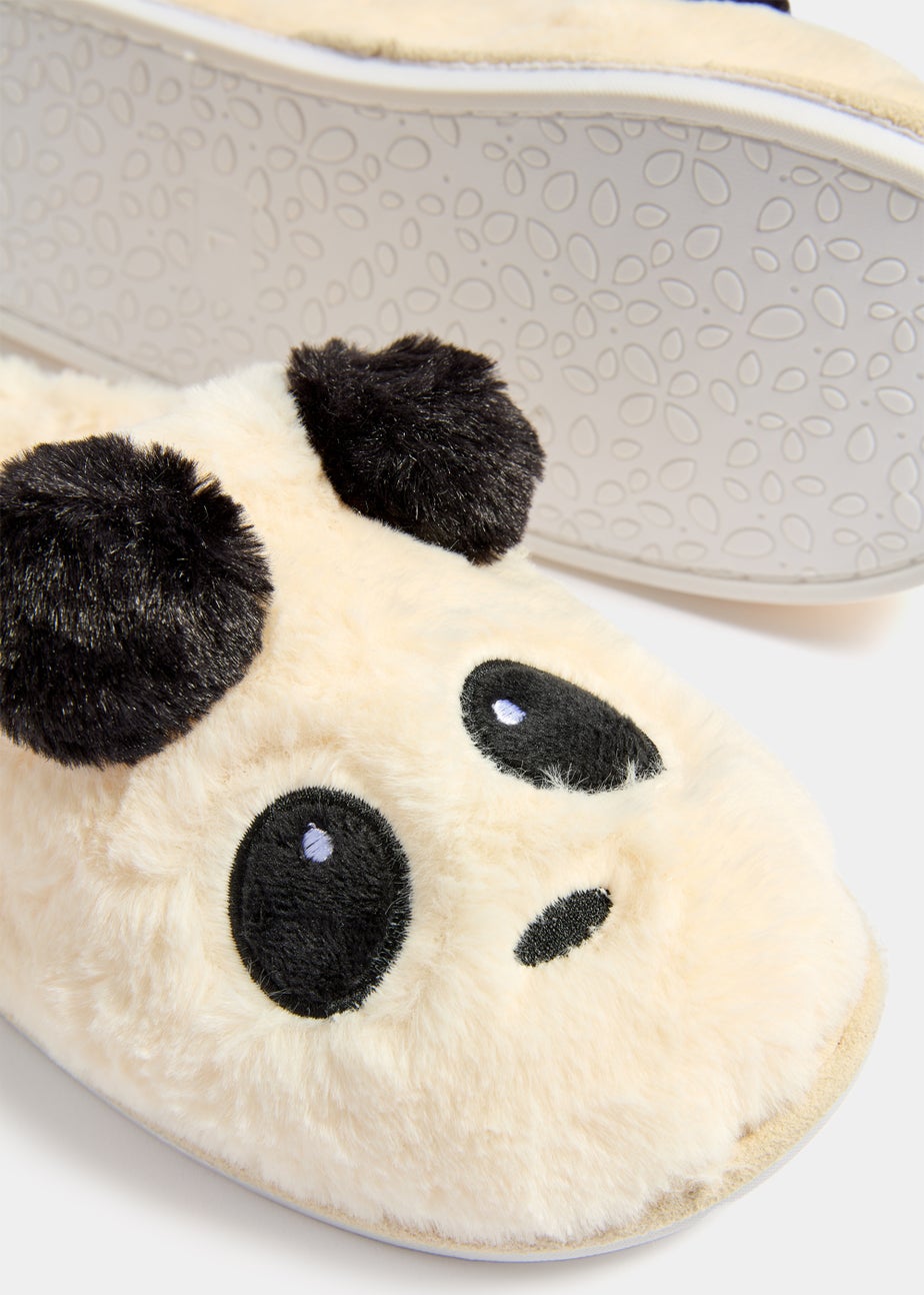 Cream Panda Slippers