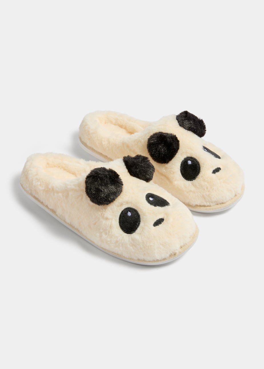 Cream Panda Slippers