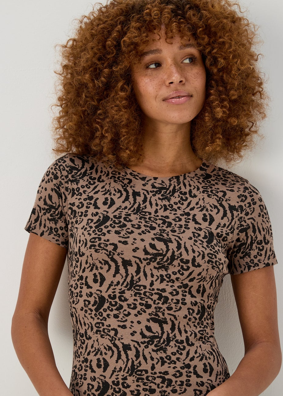 Brown Animal Print T-Shirt