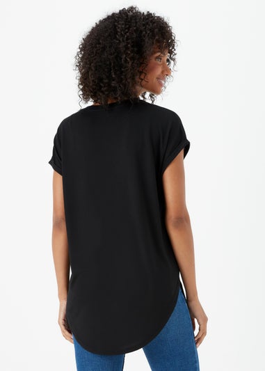 Black Slogan Longline T-Shirt