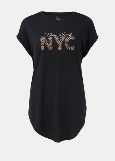 Black Slogan Longline T-Shirt