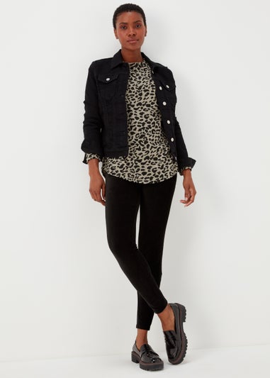 Brown Leopard Print Crewneck Top