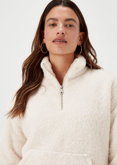 Cream Half Zip Teddy Fleece