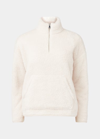 Cream Half Zip Teddy Fleece