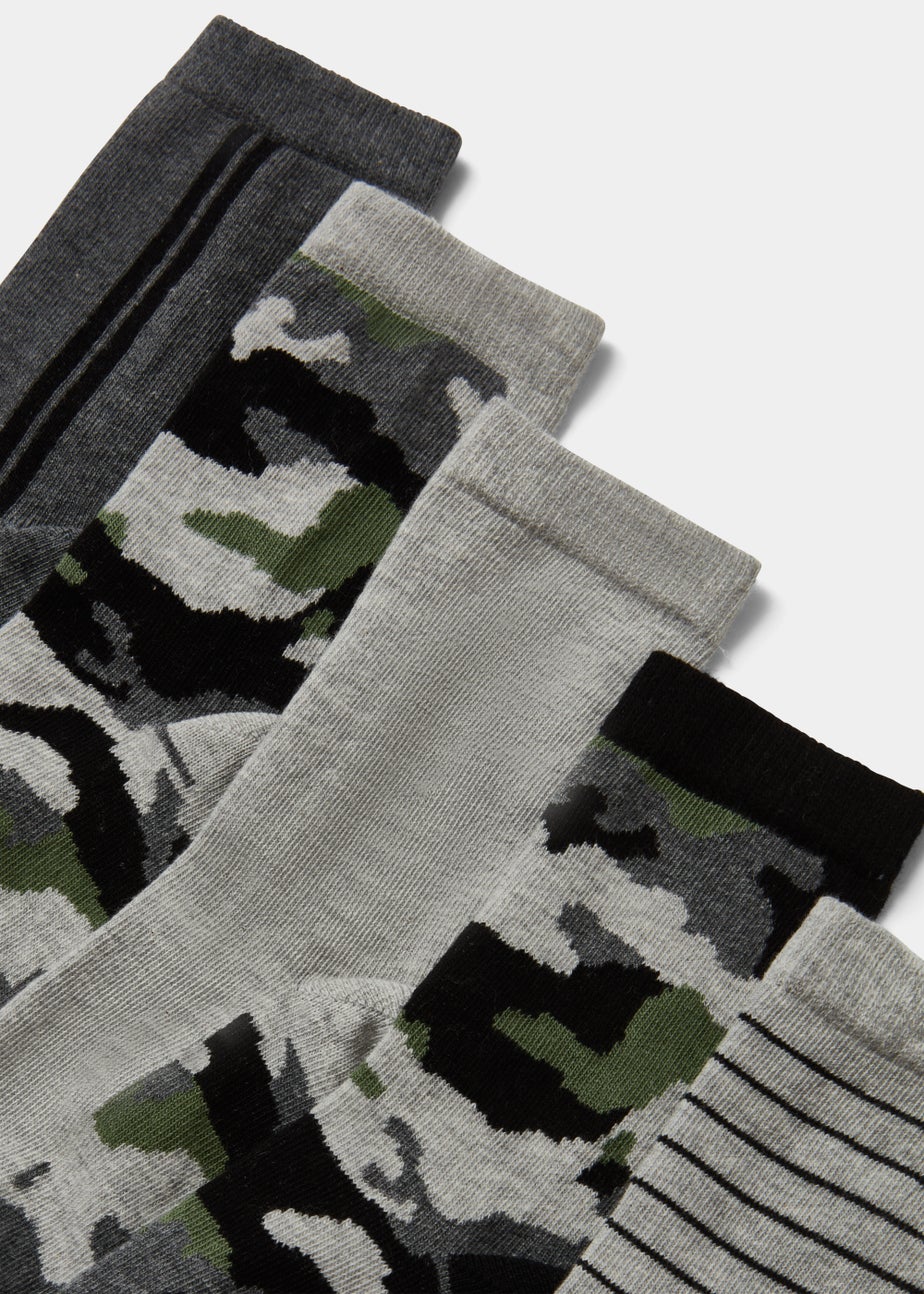 Boys 5 Pack Camo Ankle Socks (Younger 6-Older 6.5)