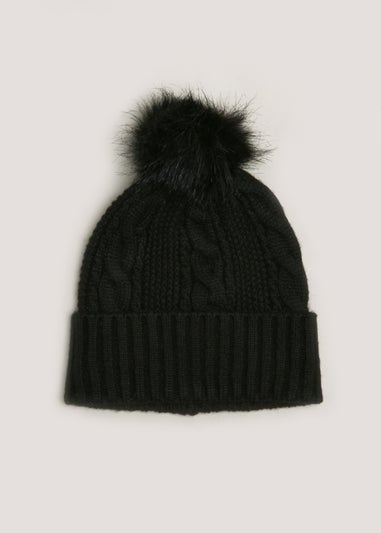 Black Cable Knit Beanie