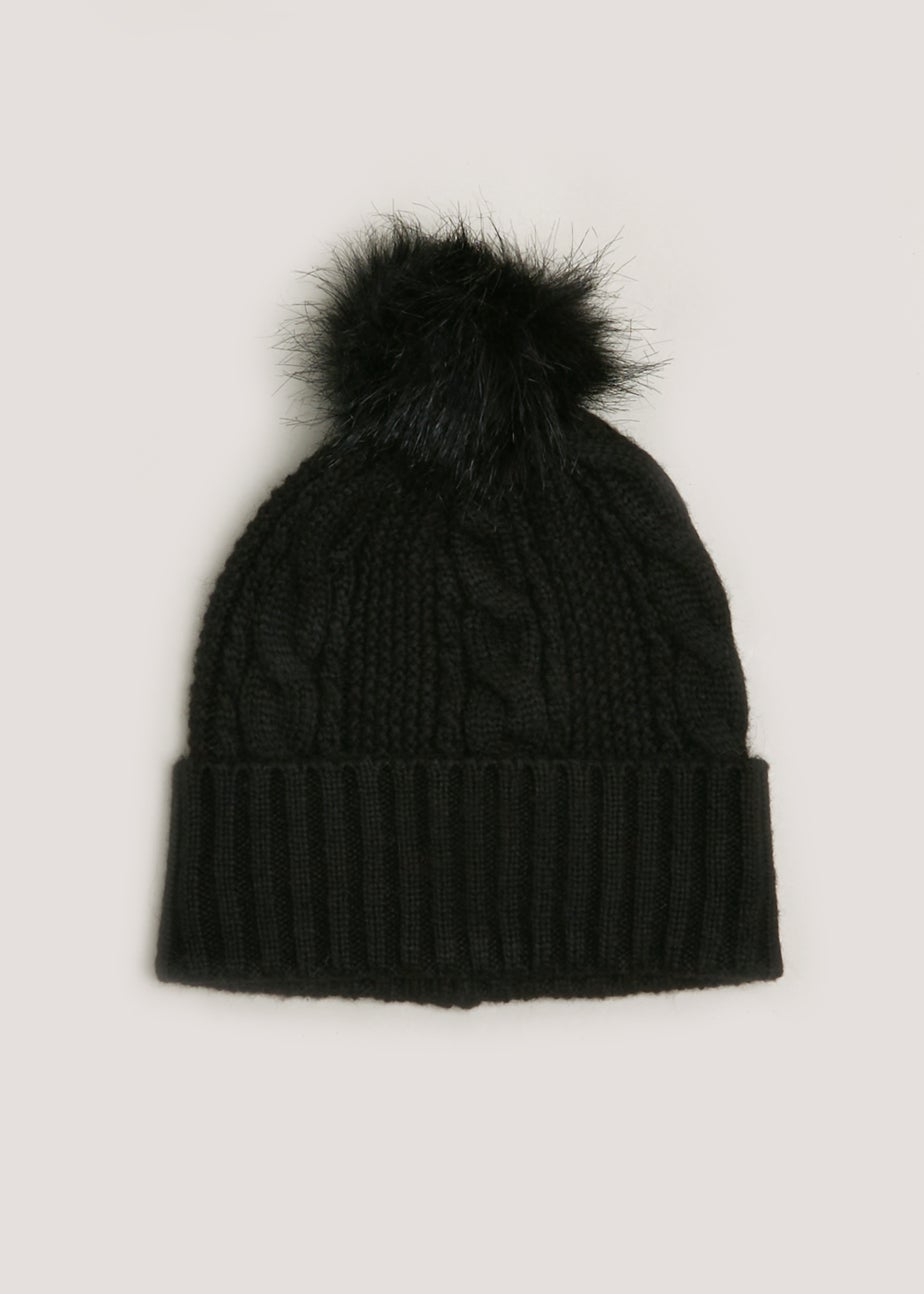 Black Cable Knit Beanie