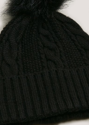 Black Cable Knit Beanie
