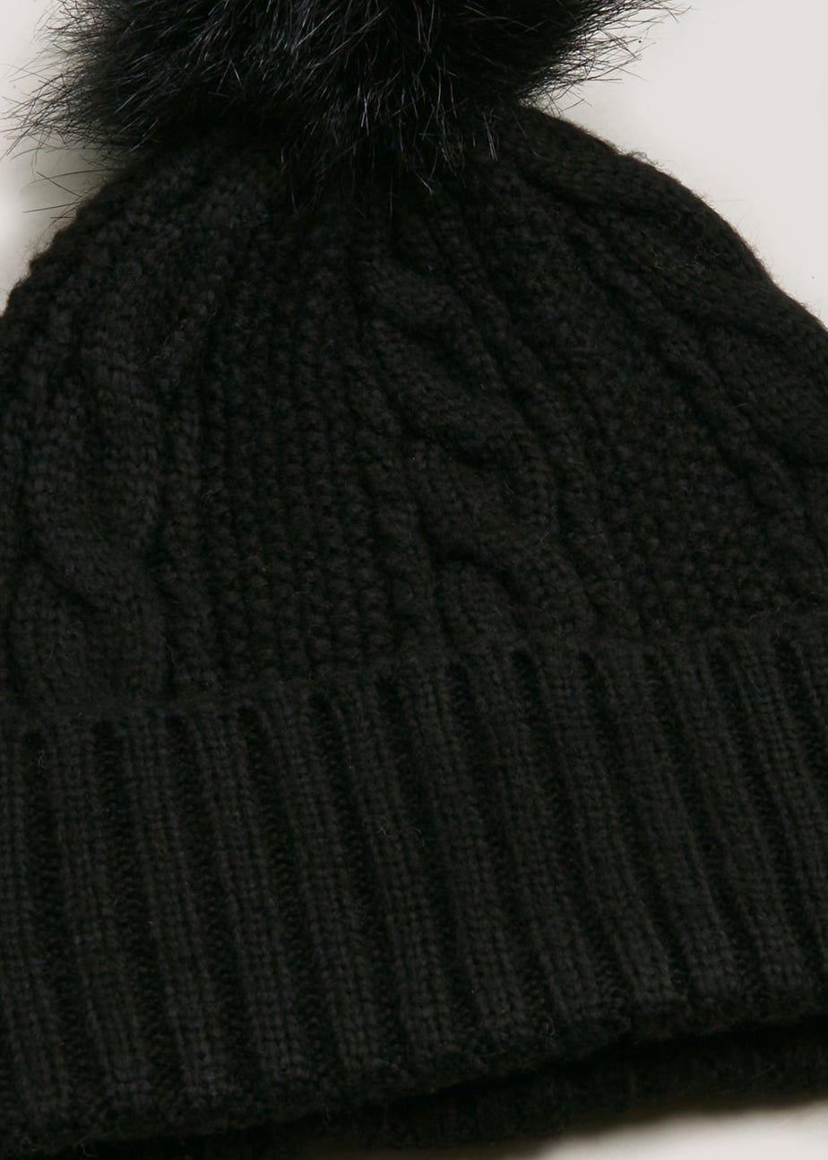 Black Cable Knit Beanie