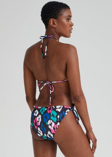 Black Animal Print Triangle Bikini Bottoms