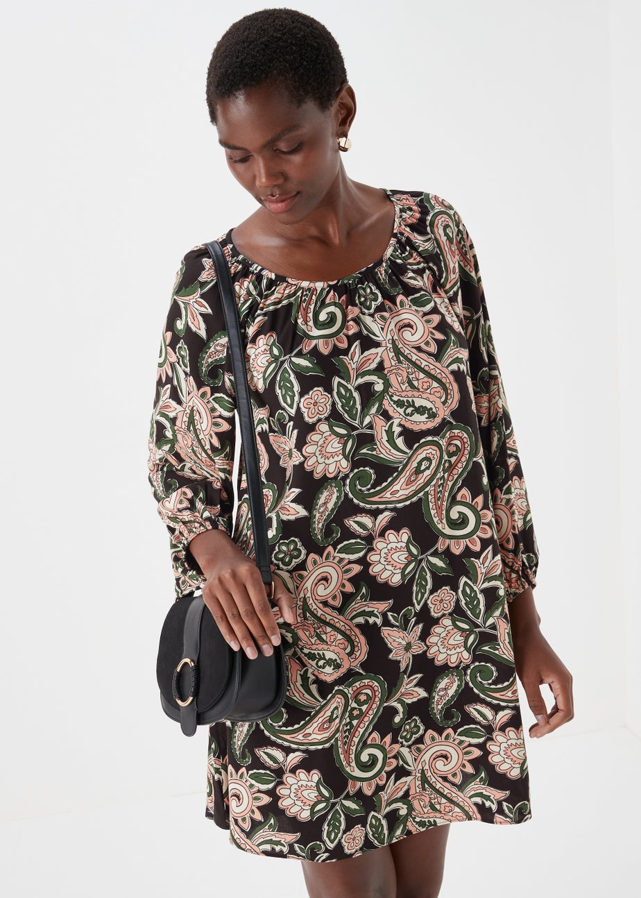 Multicoloured Floral Print Viscose Mini Dress