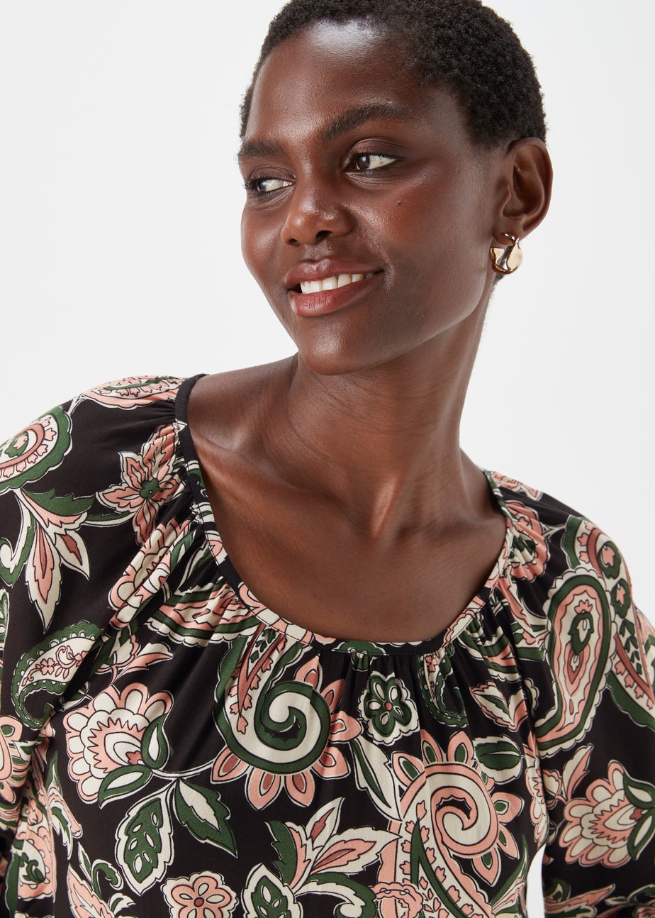 Multicoloured Floral Print Viscose Mini Dress