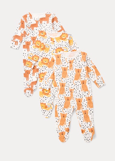 Baby 3 Pack Jungle Print Sleepsuits (Tiny Baby-18mths)