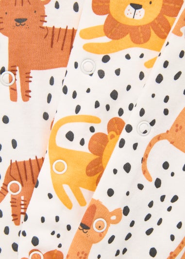 Baby 3 Pack Jungle Print Sleepsuits (Tiny Baby-18mths)