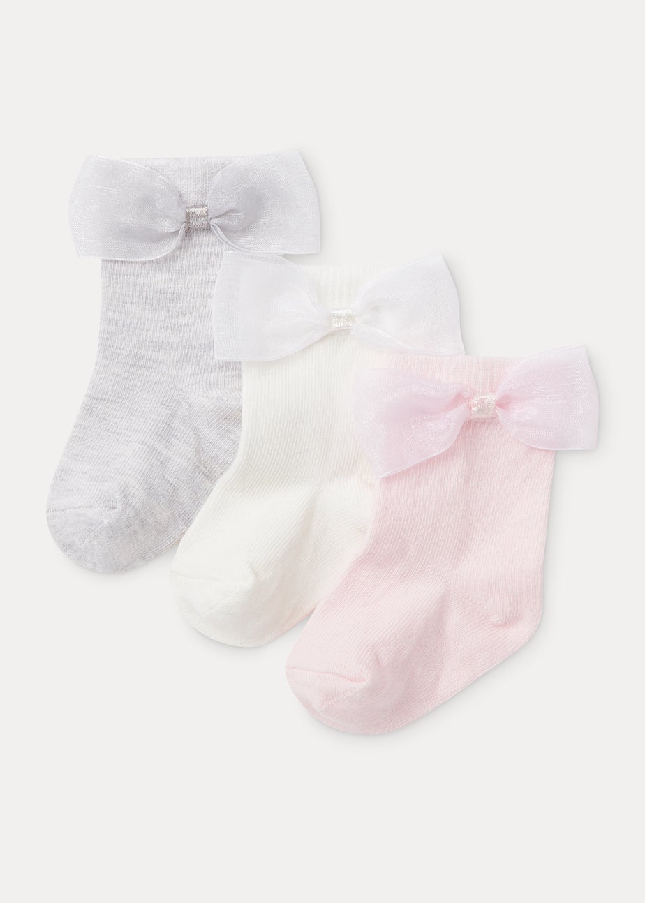 3 Pack Bow Baby Socks (Newborn-23mths)