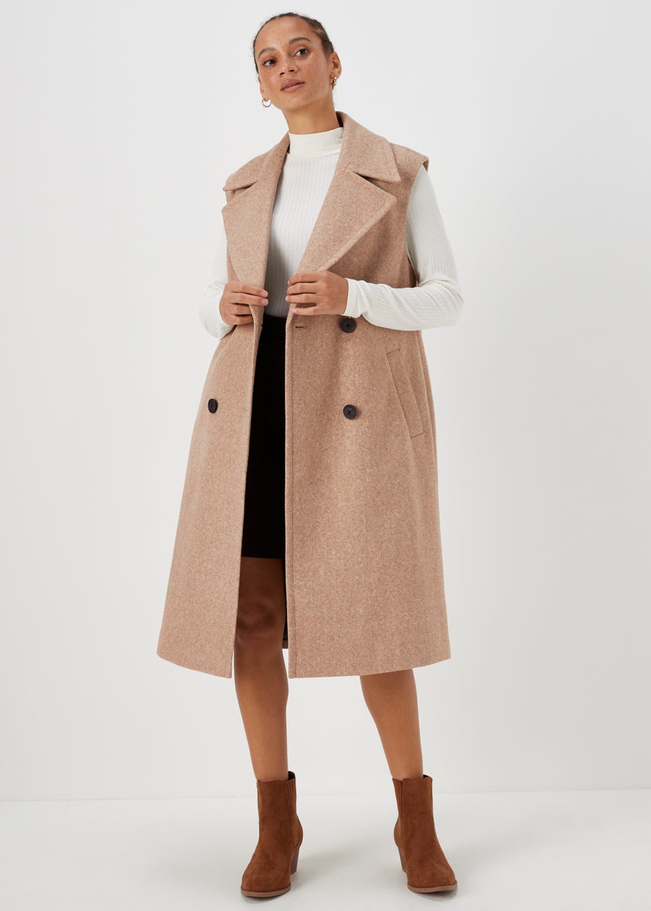 Oatmeal Sleeveless Overcoat