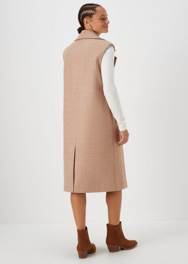 Oatmeal Sleeveless Overcoat
