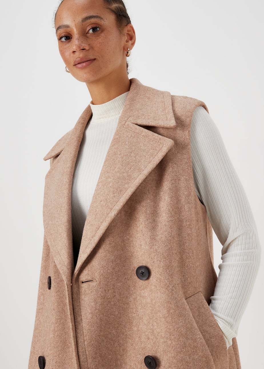 Oatmeal Sleeveless Overcoat