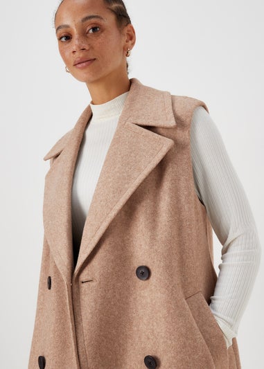Oatmeal Sleeveless Overcoat