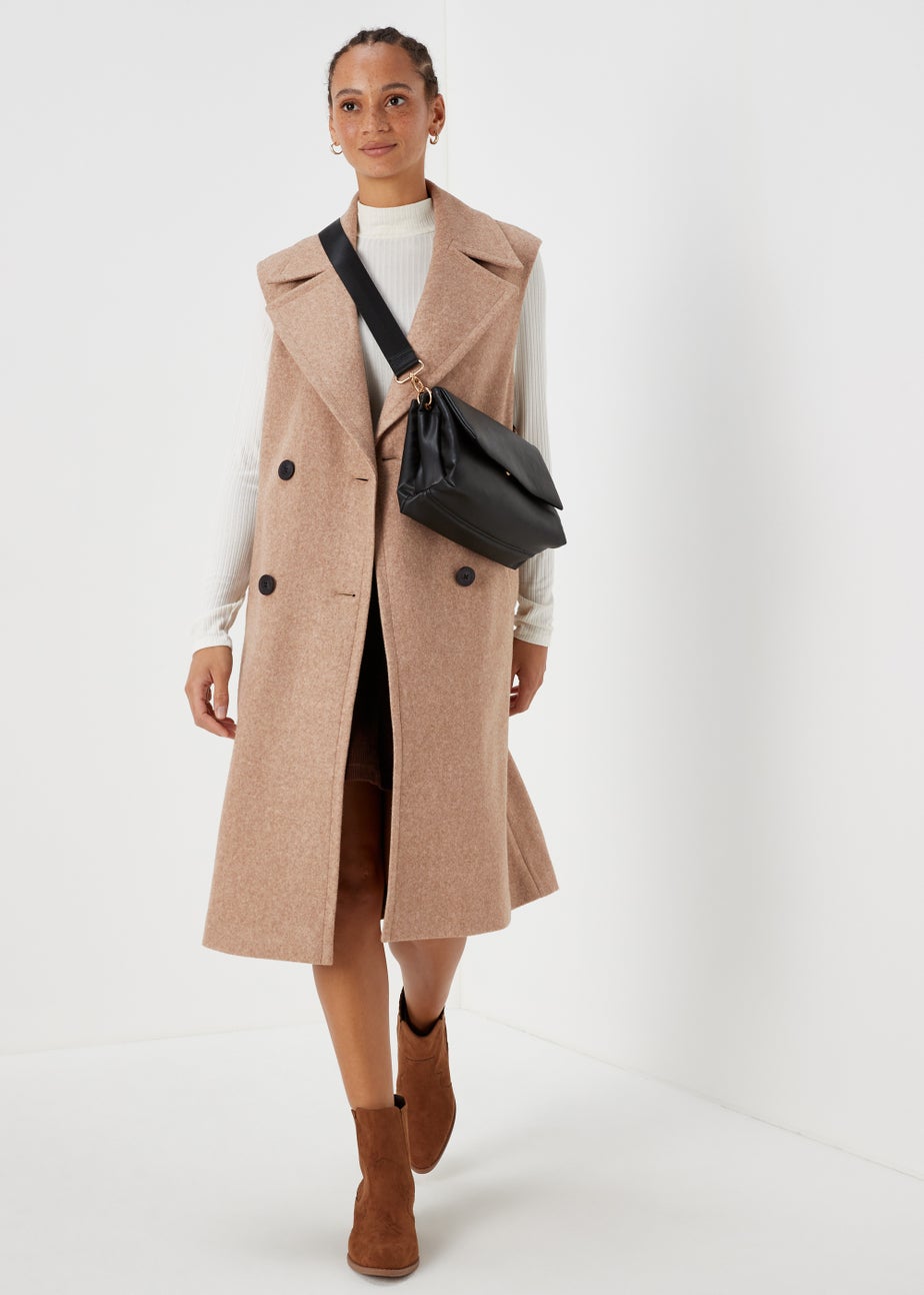 Oatmeal Sleeveless Overcoat