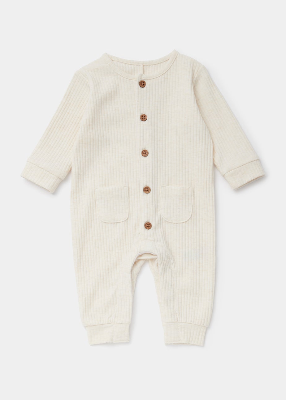 Baby Ecru Ribbed Romper (Newborn-23mths)
