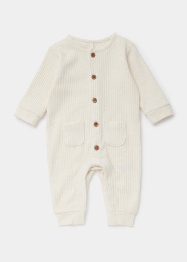 Baby Ecru Ribbed Romper (Newborn-23mths)