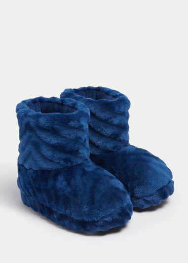 Boys Navy Slipper Boots (Younger 13-Older 6)